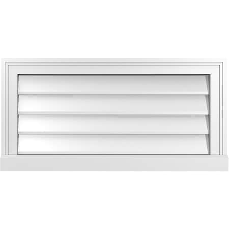Ekena Millwork Vertical Surface Mount PVC Gable Vent w/ 2"W x 2"H , Brickmould Sill Frame, 28"W x 14"H GVPVE28X1403SN